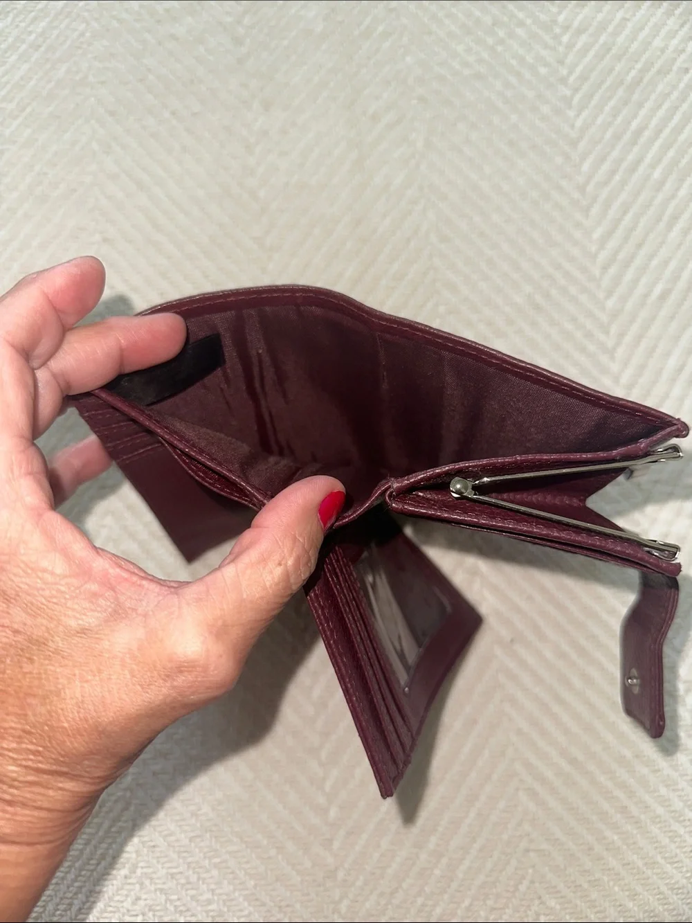 Giani Bernini Leather fold over Wallet in Deep Burgundy with silver tone accents
